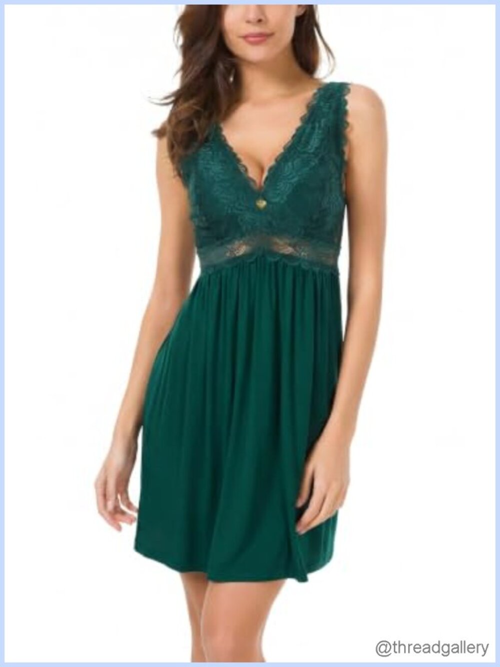 Satin Lace V Neck Short Slip Babydoll Nightgown Sleepwear